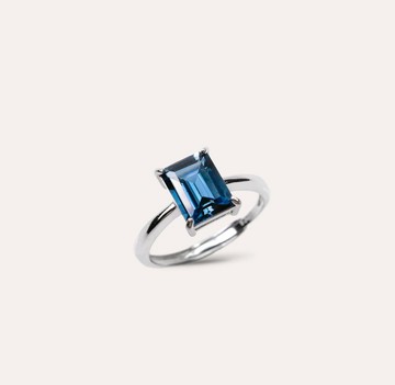 AND 托帕石 倫敦藍 長方 5*7mm 戒指 經典系列 Emerald 天然寶石