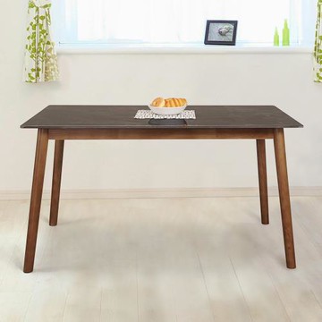 【Homelike】 喜家居140cm黑岩板實木餐桌-胡桃色(2517)