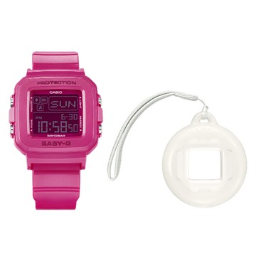 CASIO 卡西歐 BGD-10K-4 BGD-10 PLUS系列錶殼吊飾套組Y2K風格爆款腕錶 蜜桃粉 39mm