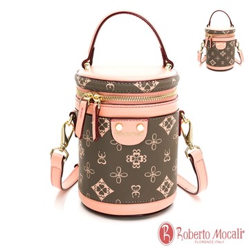 Roberto Mocali - 義大利諾貝兔自然森林系列茉綠花紋手提圓筒斜背包