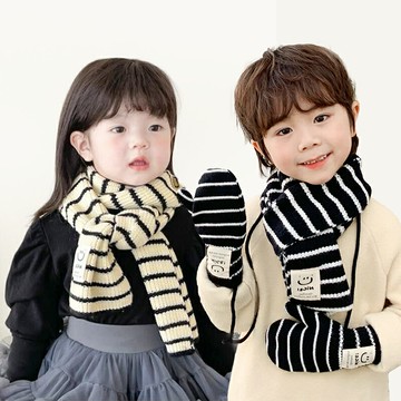 針織條紋短圍巾  兒童圍巾 針織圍巾 條紋圍巾 兒童脖圍 小孩圍巾 毛線圍巾 小圍脖【IB146】99750走走去旅行