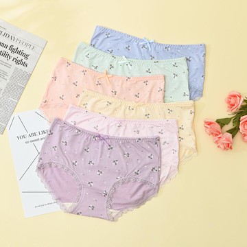 褲底咖啡紗花紋低腰女內褲6件組-顏色隨機出貨