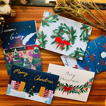 聖誕植物賀卡-五張卡