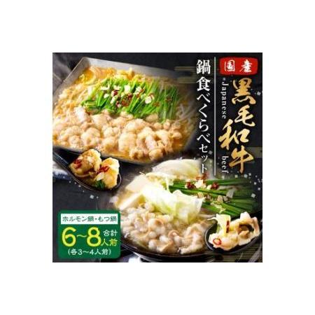 ふるさと納税 国産黒毛和牛 食べくらべセット6〜8人前(ホルモン鍋3〜4人前、もつ鍋旨塩味3〜4人前) 福岡県糸田町