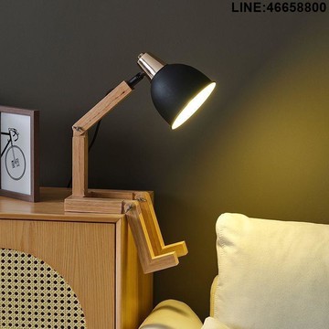 檯燈 閱讀燈 夜燈 氛圍燈 臥室燈 護眼學習閱讀臺燈可調臥室書桌書房工作簡約木頭人學生ins床頭燈