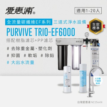 【愛惠浦】硬水區愛烹飪大家庭適用- EF6000 三道式櫥下生飲淨水器(除重金屬塑化劑、濾雜質、大流量大首選)