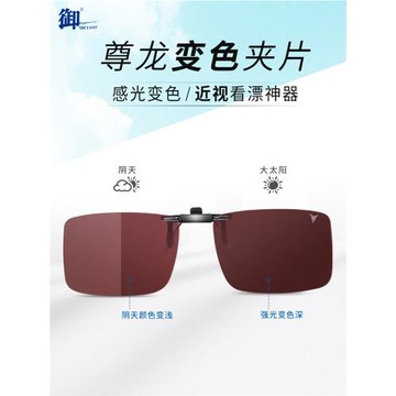 御尊龍變色偏光夾片C2305近視增晰看漂釣魚太陽鏡智能感光防逆光
