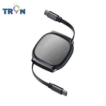 TRON 100W Type-C 伸縮快充線 1M 鈦黑色 金屬質感 4檔長度調整 可充筆電 適用i15以上手機 平板