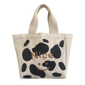 【素包包】高顏值上班上學奶牛紋飯盒小物手提袋(大)