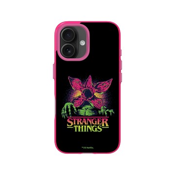 iPhone 16 Clear 粉漾桃 - Stranger Things - 霓虹魔神