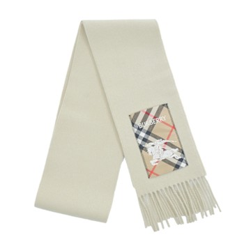BURBERRY B字印花圖騰羊絨圍巾(米色)