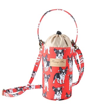 雙層防水萬用包 附背帶 保溫保冷水壺袋  紅法鬥  1個