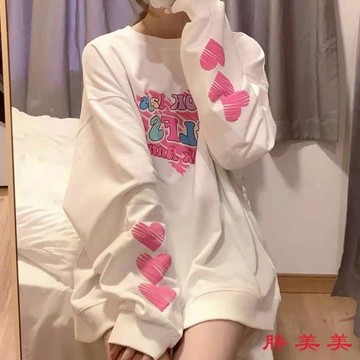 【M-5XL大尺碼】大尺碼上衣 長袖上衣 大學T 長袖T恤 圓領衛衣女秋冬學生oversize寬鬆垂墜感慵懶冬季加絨加厚