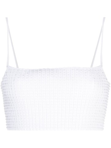 Alexander Wang - crystal-embellished ribbed tank top - women - Polyamide/Elastane - M - White