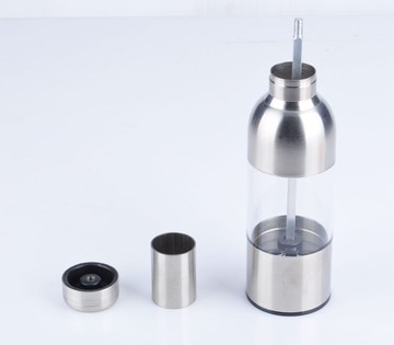 酒瓶形不銹鋼研磨器透明可視胡椒磨陶瓷磨芯廚房研磨調味瓶研磨瓶
