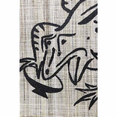 麻のれん 鳥獣戯画 宴 暖簾 のれん 麻100％ 88cm×150cm 日本製
