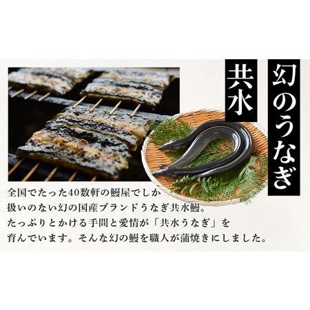 ふるさと納税 幻の国産ブランド鰻　共水うなぎのかば焼き　3串（約115g×3）タレ・山椒付き　極上の甘みとうまみ、ふっくらとした食感 栃木県栃木市