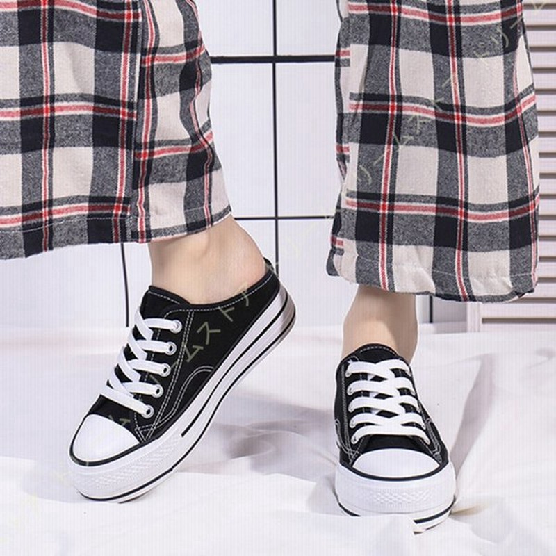 厚底 かかとなしスニーカー キャンバス カジュアル スリッポン かかとなし 厚底スリッポン スリッパ 女性靴 かかと無し 通気 蒸れない ファッション 軽量 通販 Lineポイント最大get Lineショッピング