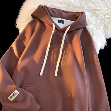 美式重磅連帽衛衣男春秋款潮牌男裝上衣2024新款刺繡男士外套