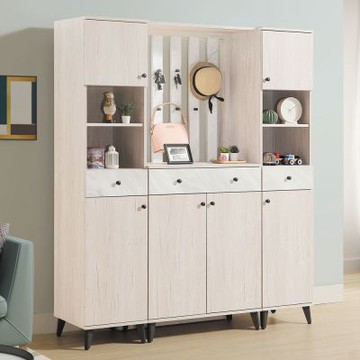 文創集 高利雅雙色5.3尺六門三抽高屏風玄關鞋櫃組合-159x42x188cm免組