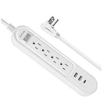 〖KINYO〗CGCU3146雙圓1開4插USB延長線6尺｜USB充電×4插座延長線｜4713057459948