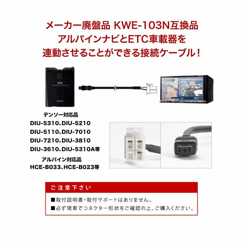 ALPINE ETC連動 接続ケーブル アルパイン VIE-X08S KWE-103N 互換