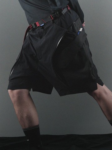 弧形半拉鏈層疊結構袋散熱動力學拒水短褲