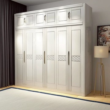 全實木衣柜三四五六門臥室家用開門收納衣柜小戶型中式簡約現代