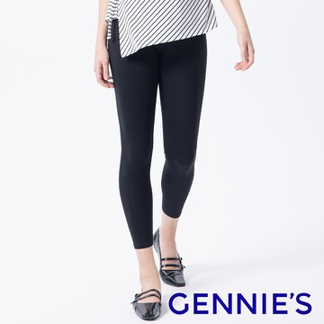 Gennies奇妮 簡約休閒素面一體成型長褲(黑T4H46)