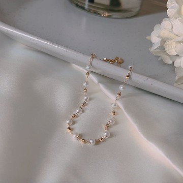 日本 K18 淡水珍珠 雙珠手鍊 客製化禮物