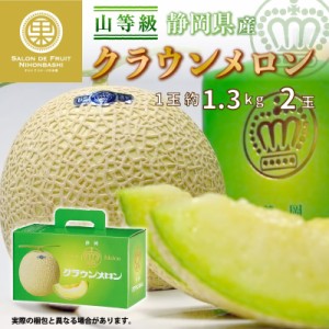  クラウンメロン 山等級 2玉 1玉約1.3kg 化粧箱 静岡県産 上級品 マスクメロン 秋ギフト 夏ギフト お中元 御中元