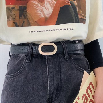 韓國荔枝紋皮帶女ins風復古網紅同款簡約百搭學生牛仔褲腰帶男潮