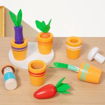 幼兒童益智早教花盆配對種植分類杯顏色認知仿真水果蔬菜配對玩具