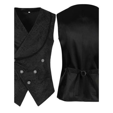 歐美復古哥特風提花馬甲男主持演出服休閑大碼西裝青果領馬夾外套