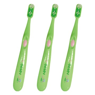 DOOBY 大眼蛙 兒童止滑牙刷套裝 (5~7歲適用) 杜邦TYNEX耐龍圓錐軟刷毛 附衛生蓋  顏色隨機  1入  3支