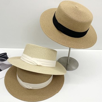 【巴黎精品】現貨+預購 渡假草帽高級法式遮陽帽名媛防曬帽禮帽草編帽子-平頂度假風草編女帽子8色a1kl55