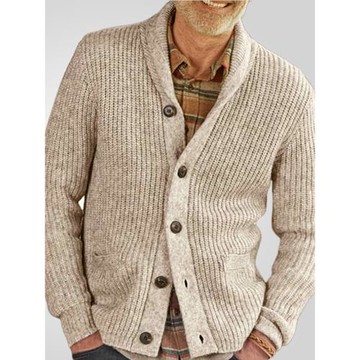 cardigan sweater 歐美男裝純色翻領加厚針織衫 長袖開衫毛衣外套