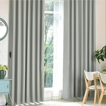 【小銅板-加厚純色遮光窗簾】寬130X高230-2片入-總寬260公分純色灰白