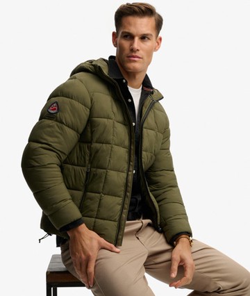 Superdry Men's Hooded Box Quilt Fuji Lite Jacket Green Size: Xxl