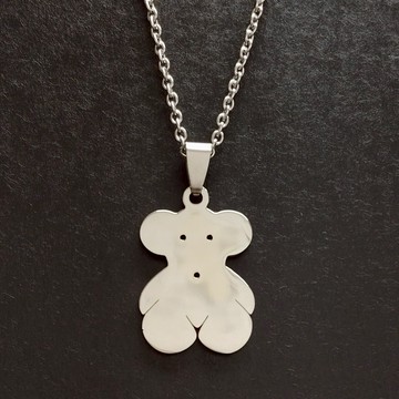 鈦鋼個性項鍊風格項鍊可愛小熊怪奇小熊項鍊(附60公分項鍊)