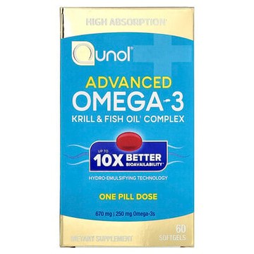 Qunol, 高級 Omega-3，60 粒軟膠囊（每粒軟膠囊 670 毫克）