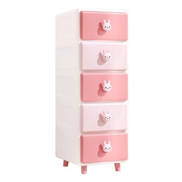 AOTTO 創意傢俱 童趣動物收納櫃 優質PP  粉紅小兔  5層  35 面寬