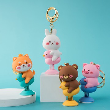 卡通搖搖樂創意鑰匙扣掛件網紅個性汽車鏈匙圈環情侶INS書包掛飾