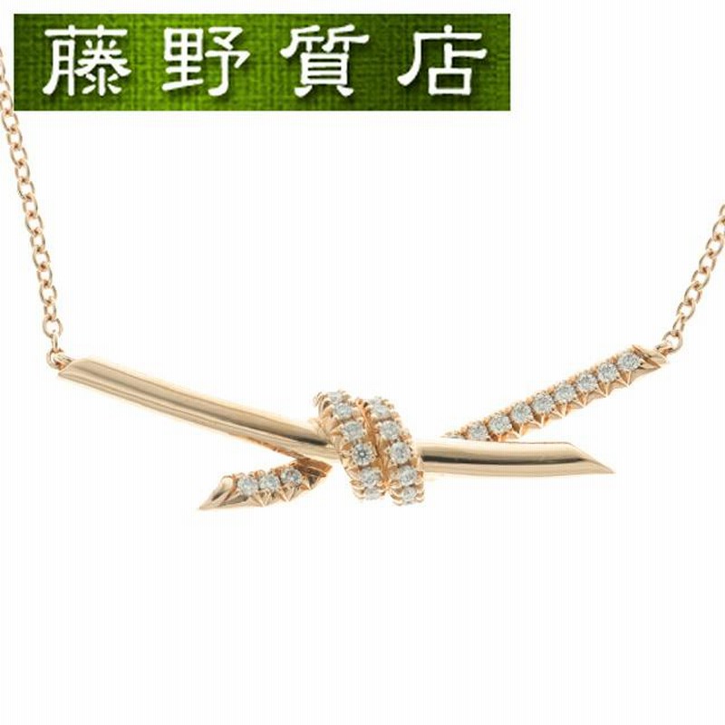 美品）ティファニー TIFFANY ノット ダイヤ ネックレス K18 PG