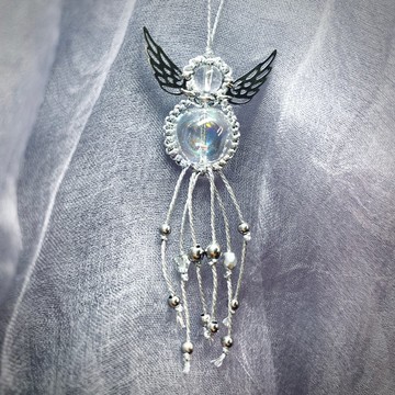 白水晶玻璃天使小吊飾