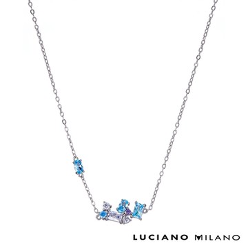LUCIANO MILANO 初綻晨露純銀項鍊(白K色藍鋯石)
