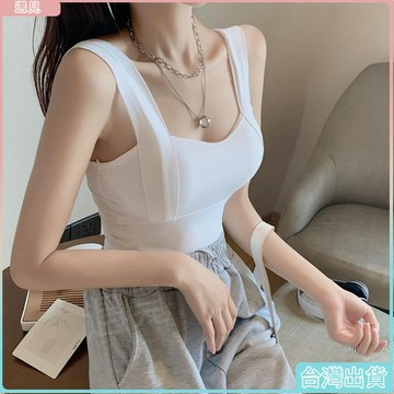 台灣免運🎀夏季冰絲美背吊帶背心女帶胸墊打底內衣防走光內搭外穿短款上衣薄