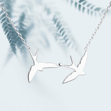 飛鳥文藝鎖骨鏈 銀鍍金簡約燕子項鏈 閨蜜女友生日情人節禮物