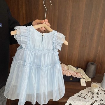 🔥限時下殺🔥女寶寶高端流光紗綢無袖連衣裙女夏季女童輕奢薄款公主背心裙女童連身裙 兒童連身裙 公主裙 女童洋裝