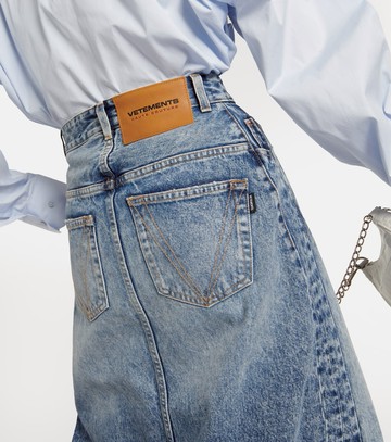 Vetements Distressed denim maxi skirt